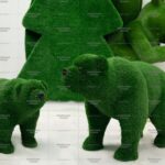 Топиари композиция медведи Зола - газон Deluxe Green и Стик - газон Eco