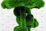 Топиари мышонок Торино с зонтиком - газон Deluxe Green + Eco
