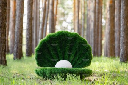 Топиари ракушка с жемчугом, h=80 см- газон Eco